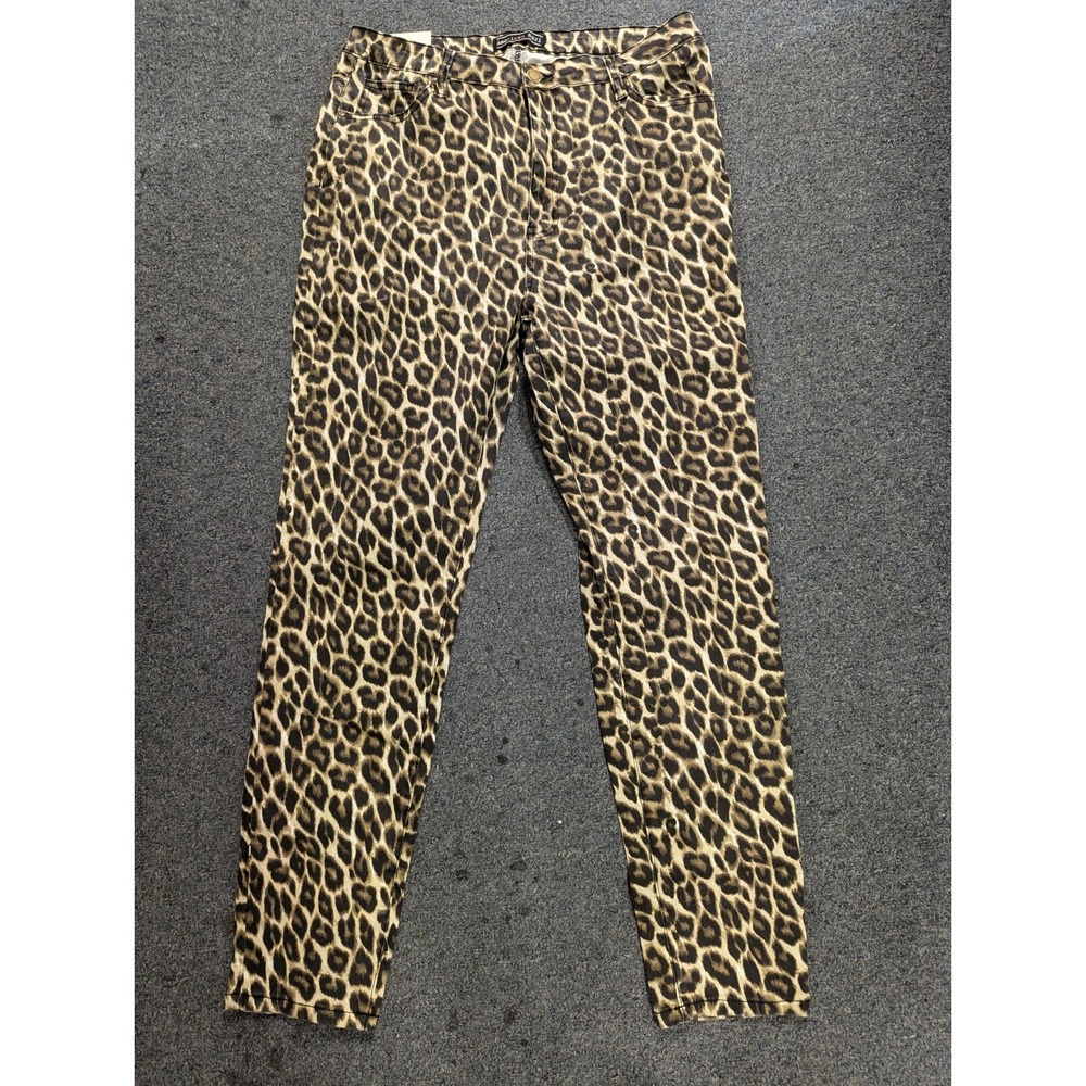 american Bazi womens 2X skinny high rise animal‎ print leopard pants jeans NWT